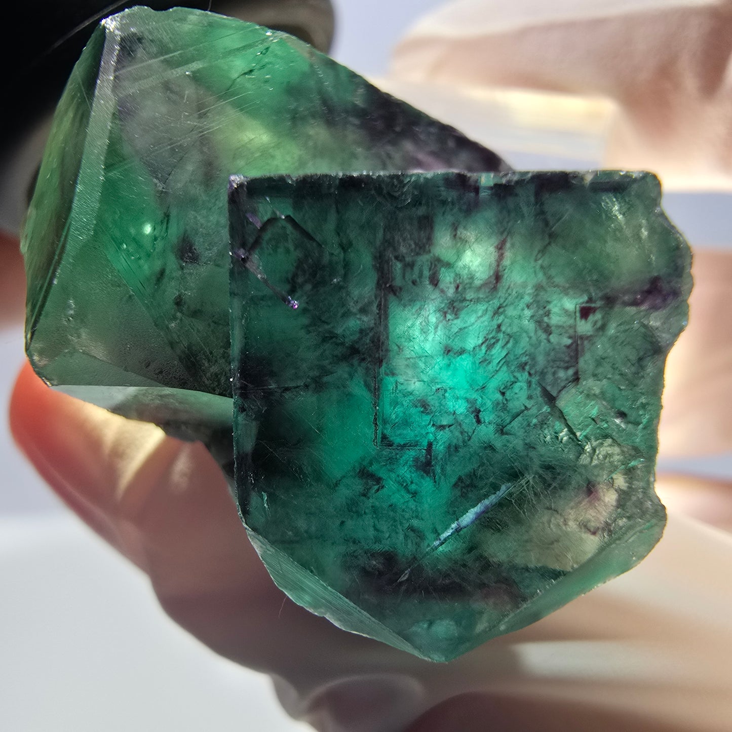 Phantom Fluorit Würfel Stufe, parkettiert grün lila Okorusu, Namibia 31*25*18mm