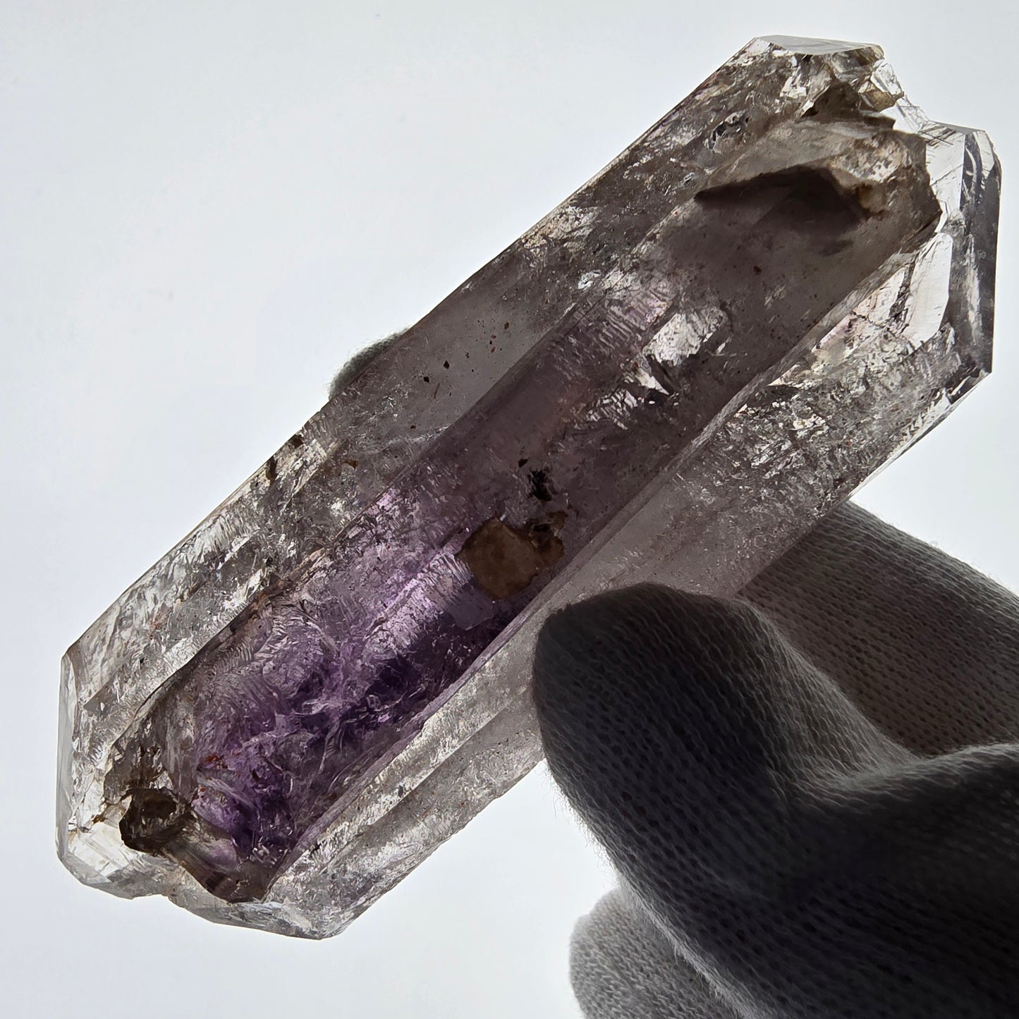 Sceptre d'améthyste squelette Enhydro DT UV Calcite 2x Bubble Valentine Pocket Namibie 99*35*31mm