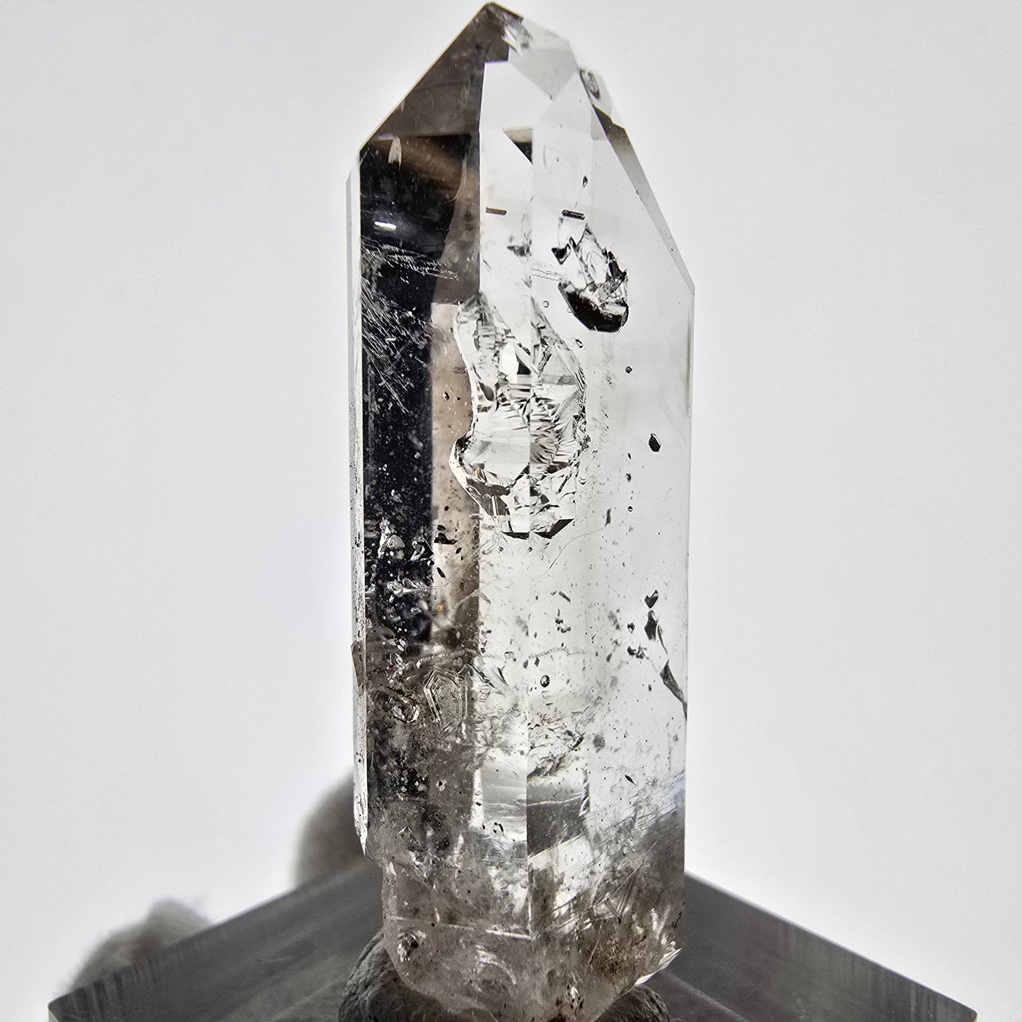 Sceptre squelette en quartz fumé Enhydro, 2 pochettes à bulles Saint-Valentin, Namibie 41 x 14 x 9 mm