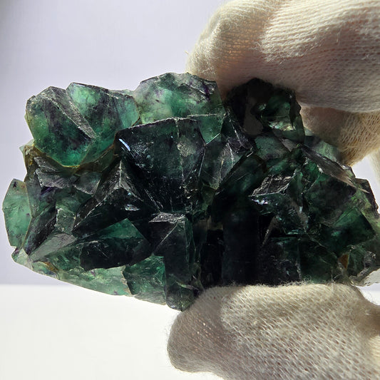 Spécimen de cube de fluorite fantôme parqueté vert violet Okorusu Namibie 79*44*19mm
