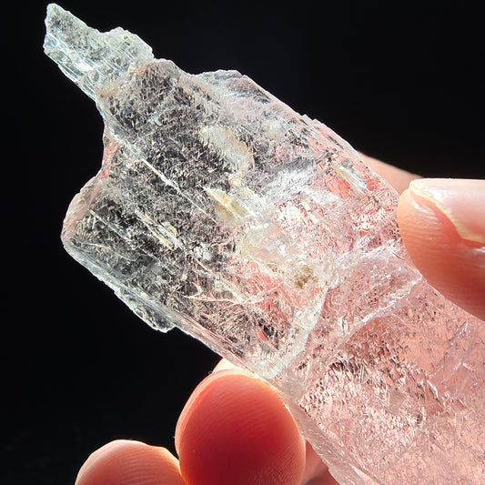 Seltener Kunzit X Spodumen Kristall rosa UV Mineral 80*26*5mm aus Brasilien