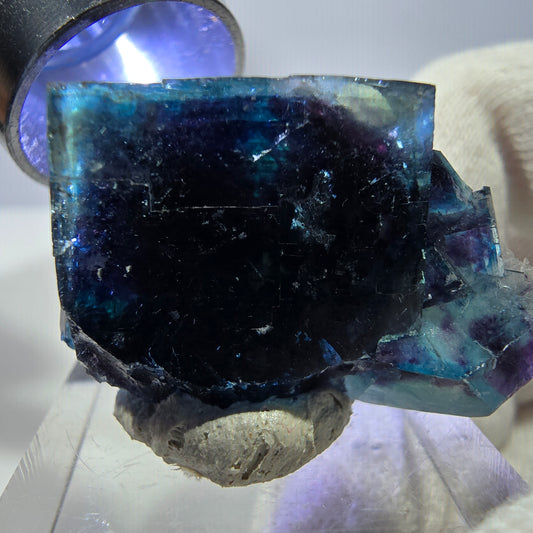 Spécimen de cube de fluorite fantôme, zonal – Nouvelle découverte ! Okorusu, Namibie, 31 x 21 x 19 mm