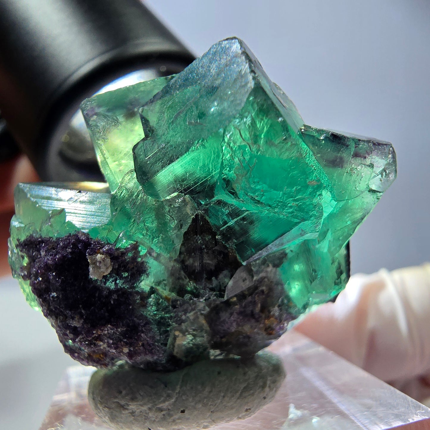 Phantom Fluorit Würfel Stufe, parkettiert grün lila Okorusu, Namibia 31*30*20mm