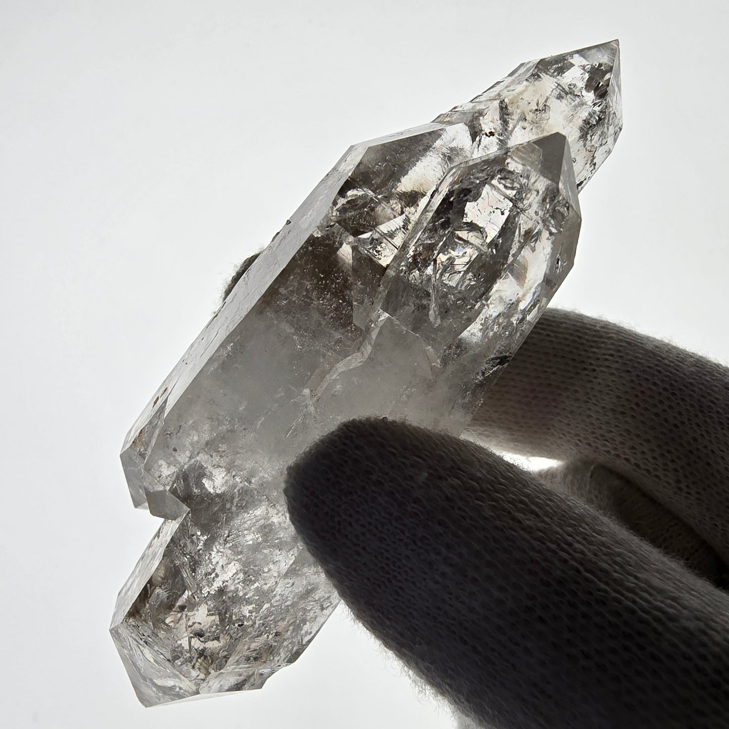 Sceptre DT en quartz fumé squelette Enhydro, 1x pochette Saint-Valentin à bulles, Namibie 91 x 30 x 24 mm