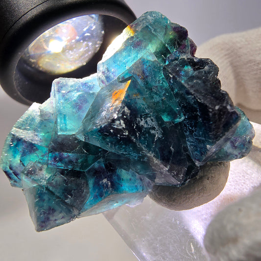 Spécimen de cube de fluorite fantôme, zonal – Nouvelle découverte ! Okorusu, Namibie, 36 x 27 x 16 mm
