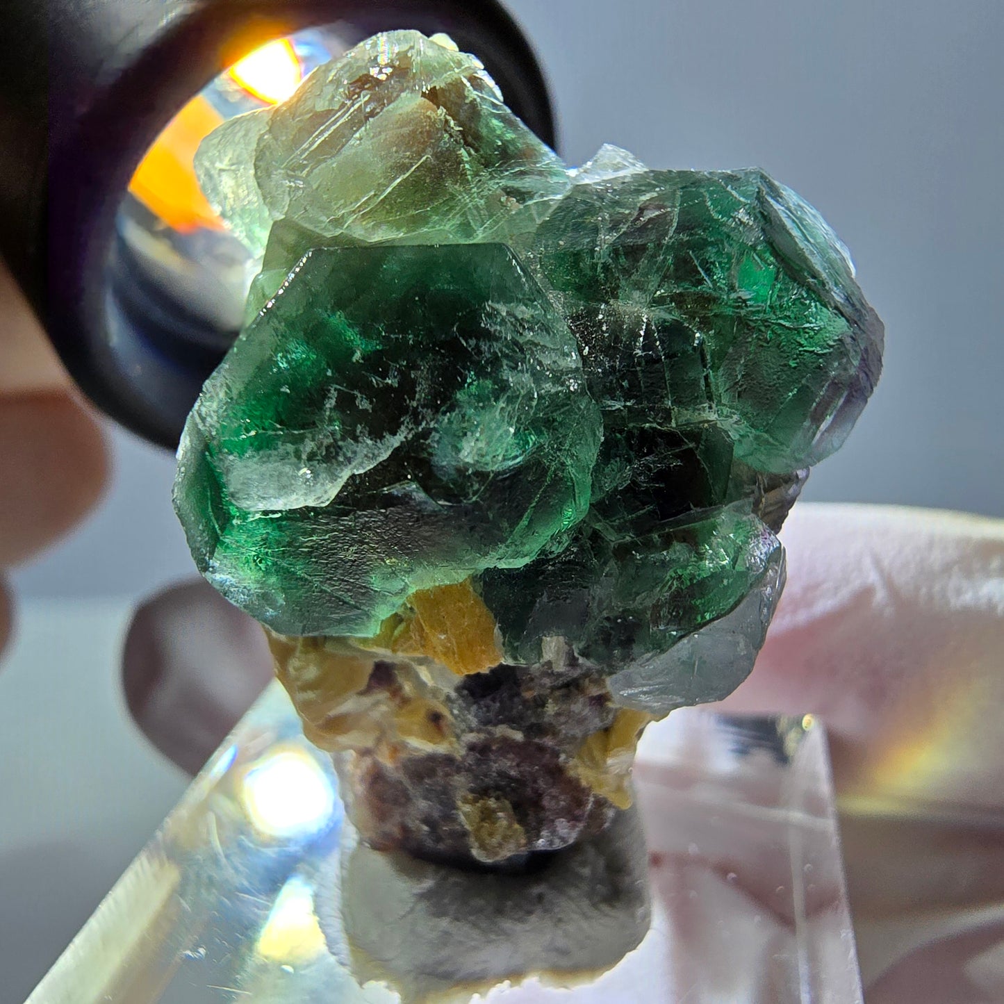 Cube de fluorite fantôme hexagonal, muscovite, tourmaline Schörl Erongo, Namibie 32*26*21mm