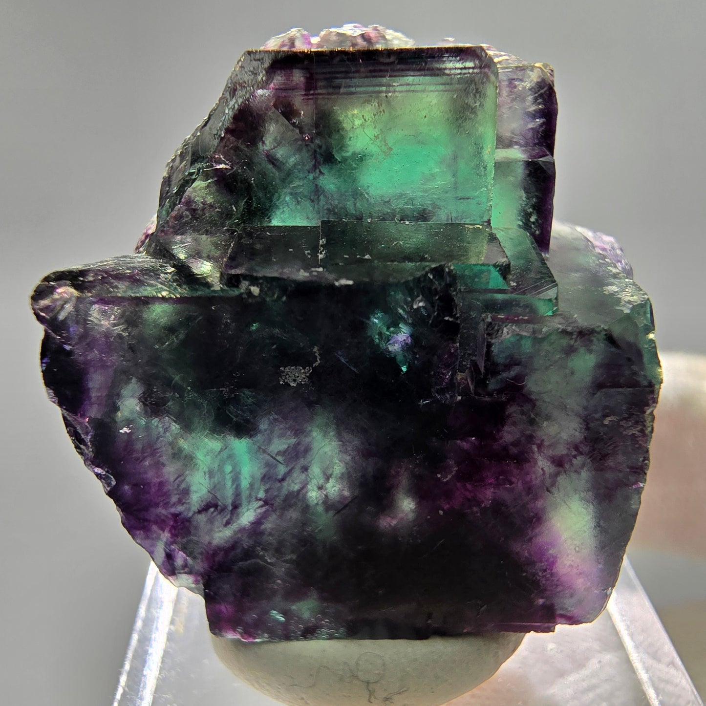Seltene Phantom Fluorit Würfel Stufe Tie-Dye Pocket, Okorusu, Namibia 27*26*16mm