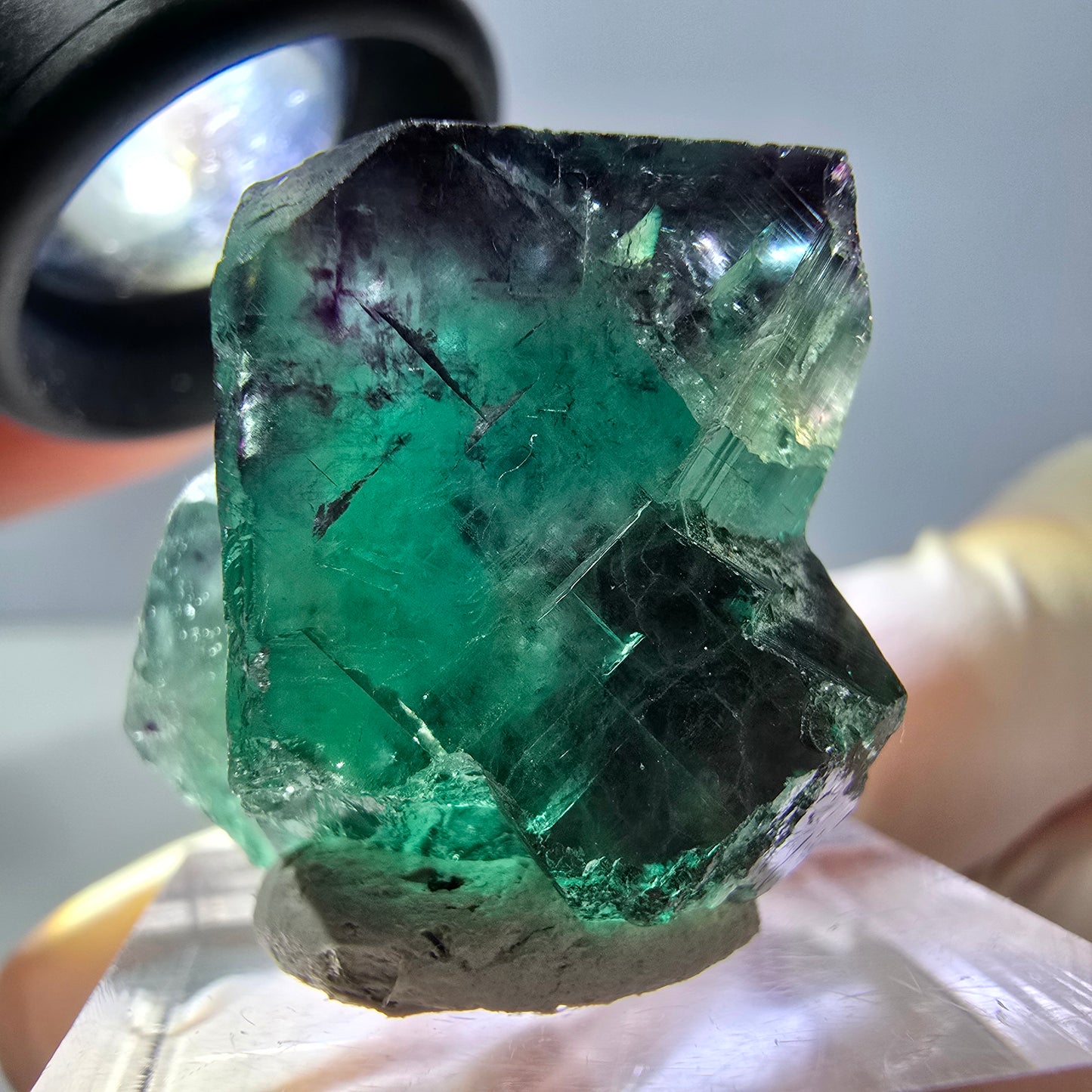 Phantom Fluorit Würfel Stufe, parkettiert grün lila Okorusu, Namibia 25*24*22mm