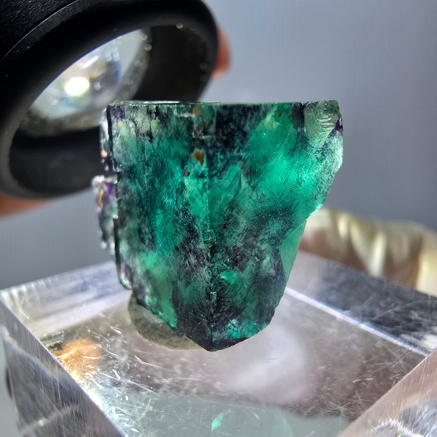 Phantom Fluorit Würfel Stufe, parkettiert grün lila Okorusu, Namibia 18*15*13mm