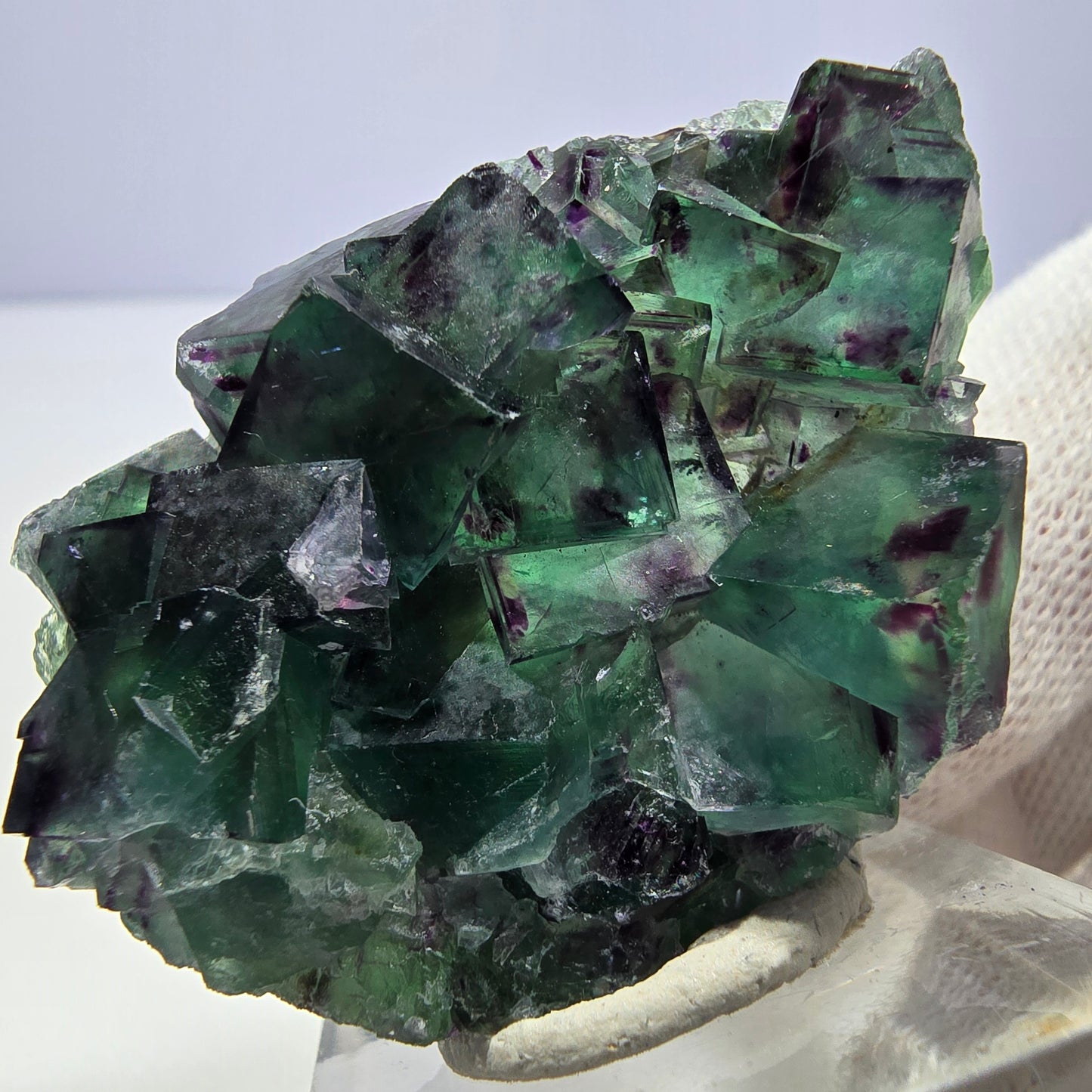 Clear Phantom Fluorite Cube Specimen zonal green purple Okorusu, Namibia 45*31*13mm