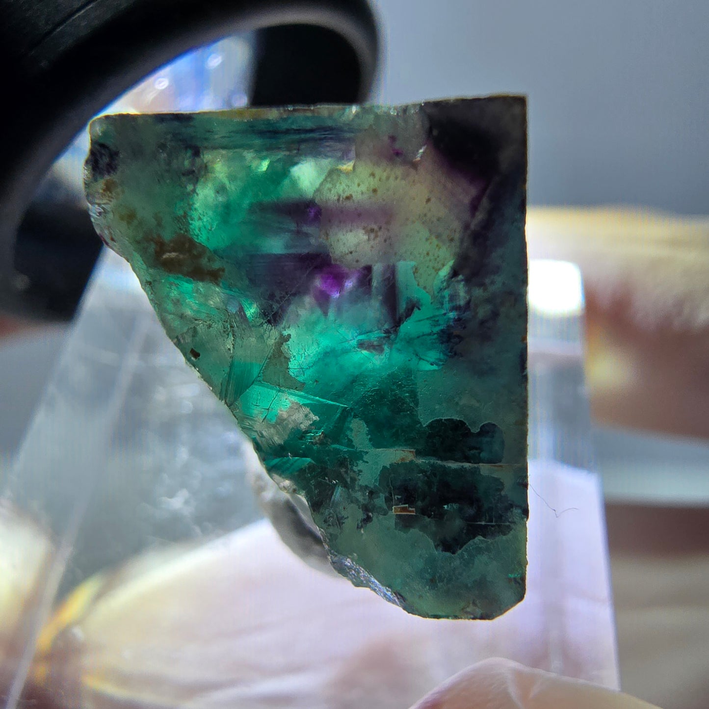 Phantom Fluorit Würfel Stufe, grün lila Okorusu, Namibia 15*15*14mm