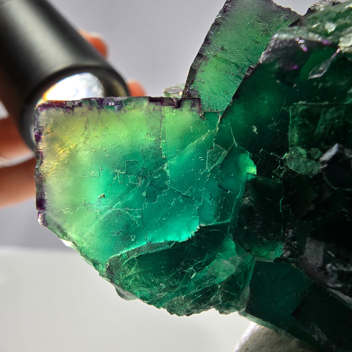 Phantom Fluorit Würfel Stufe parkettiert zonal Okorusu Namibia 63*45*28mm