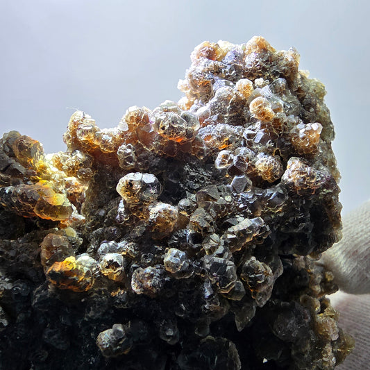 Fluorite fantôme XL, muscovite, hyalite, quartz fumé, tourmaline Schörl, Erongo, Namibie, 100 x 97 x 69 mm