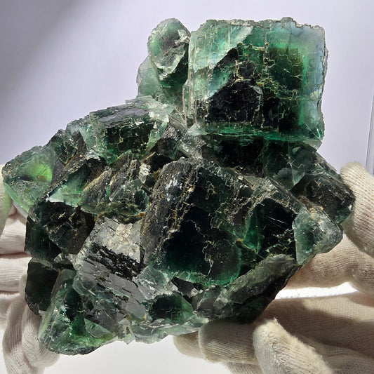 Spécimen de cube de fluorite fantôme XXL, parqueté vert Okorusu, Namibie 150*127*73mm