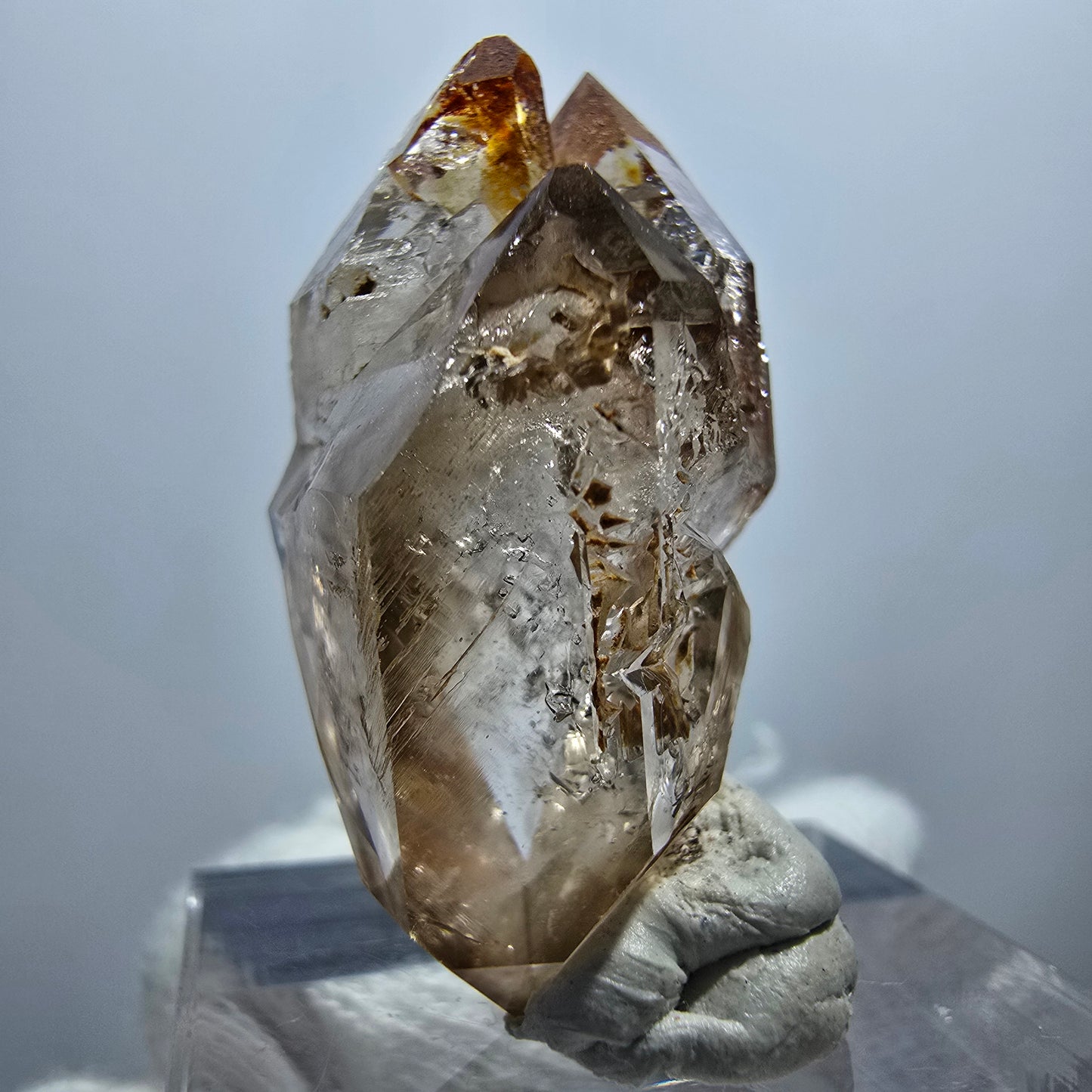 Sceptre Enhydro Phantom Smoky Quartz DT, 1x Bubble Goboboseb, Namibie 32*17*17mm