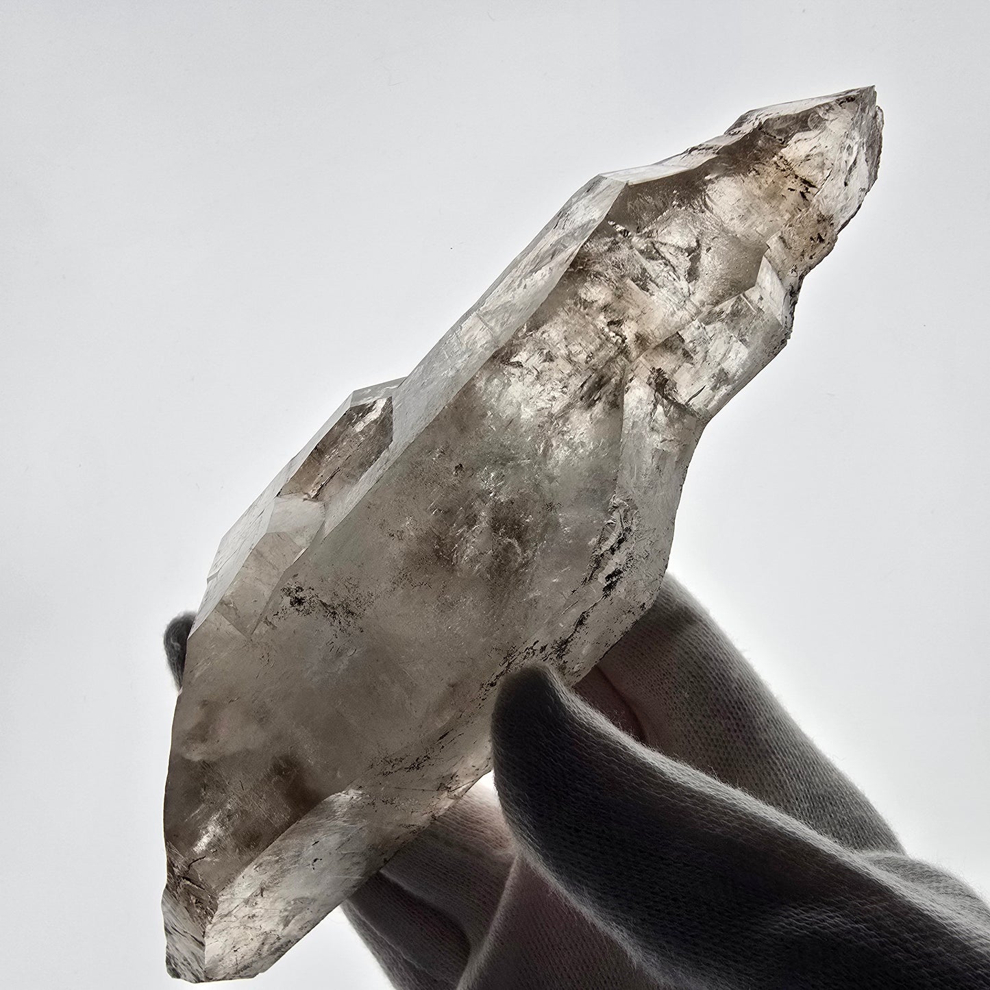 XL Enhydro Skeleton Quartz fumé DT, calcite UV, 2x Bubble Valentine Pocket Namibie 165*56*45mm