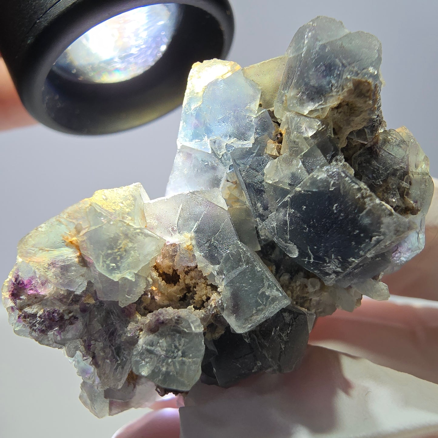 Cube de fluorite fantôme, spécimen de quartz vert violet, Okorusu, Namibie, 43 x 32 x 20 mm