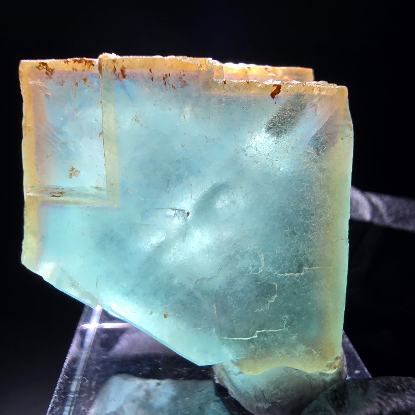 Cube de fluorite fantôme transparent, vert jaune, Erongo, namibie, Collection 28x26x18mm
