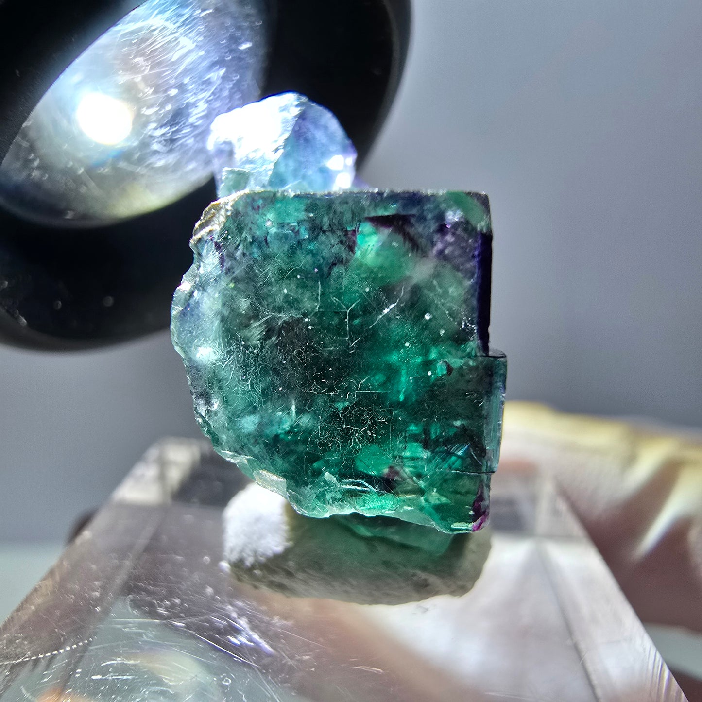 Seltene Fluorit Würfel Stufe, grün lila Okorusu, Namibia 25*23*12mm