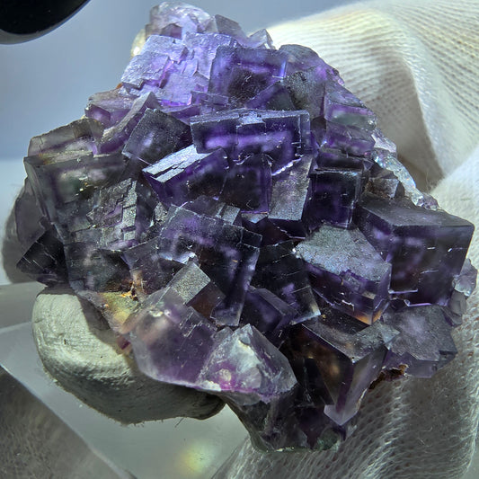 Rare spécimen de cube de fluorite fantôme, vert-violet, Okorusu, Namibie, 58 x 46 x 16 mm