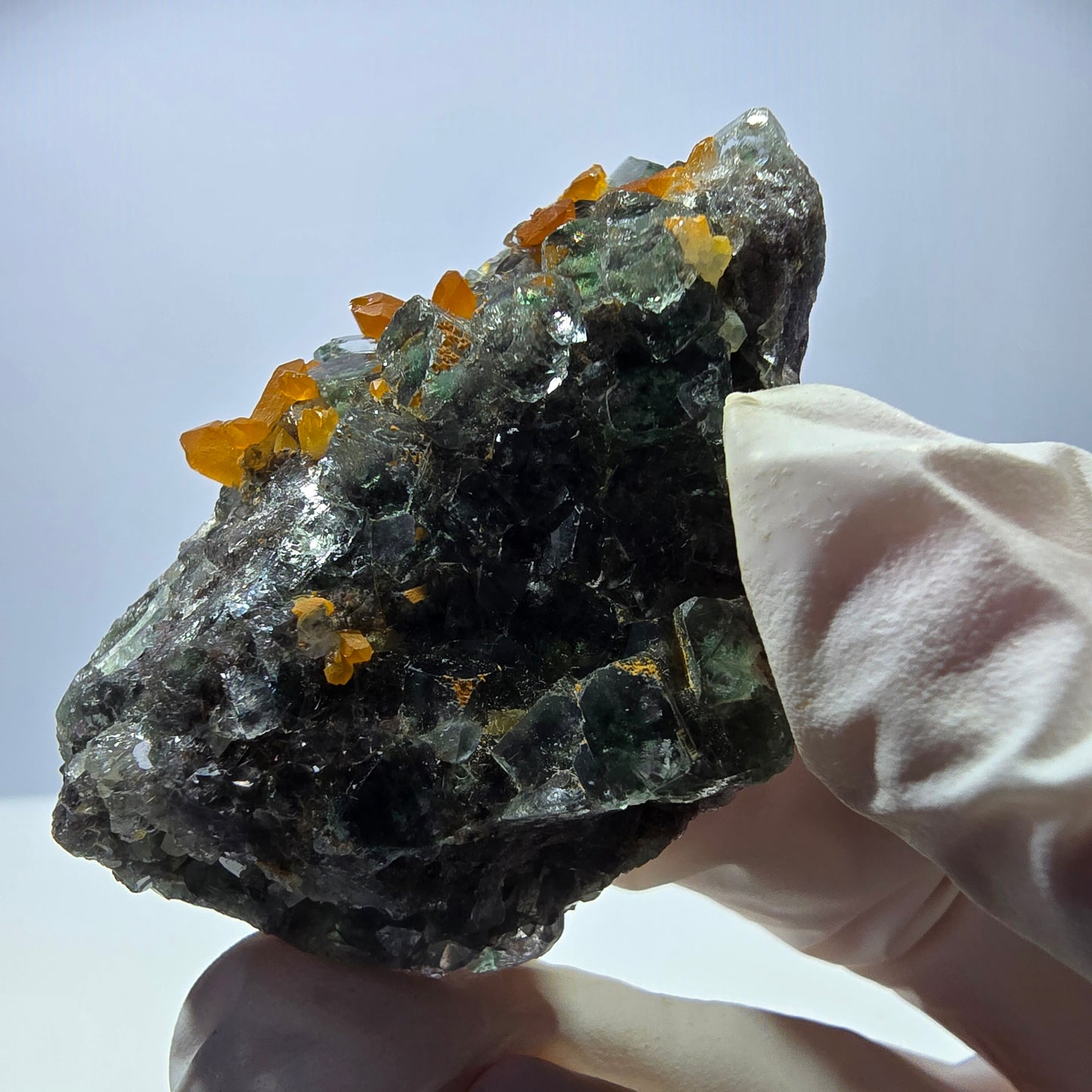 Cube de fluorite fantôme, spécimen de quartz ferreux rouge, Okorusu, Namibie, 58 x 38 x 19 mm