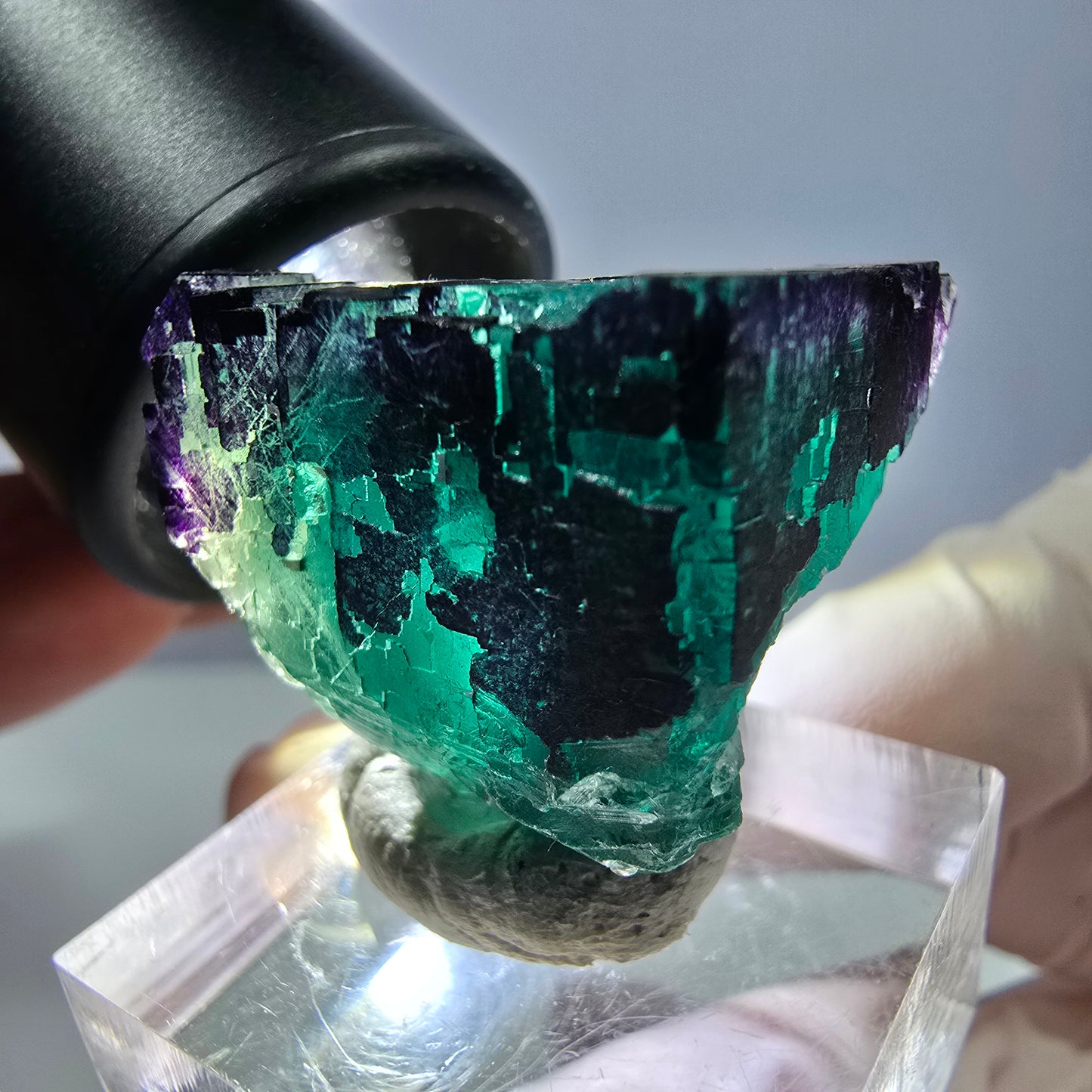 Phantom Fluorit Würfel Stufe grün lila zonal 11:11 Angel Pocket, Namibia 25*25*24mm