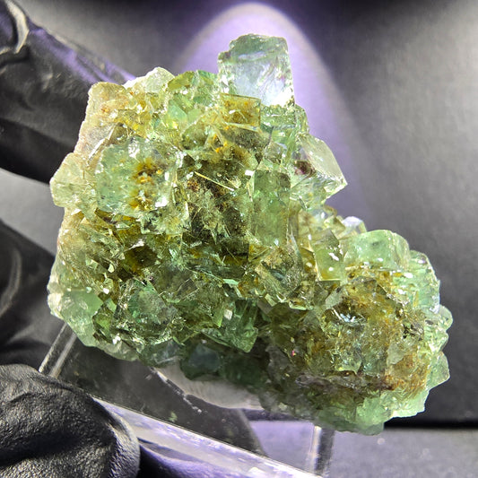 Spécimen rare de cube de fluorite claire avec inclusions 41*28*21mm Okorusu, Namibie