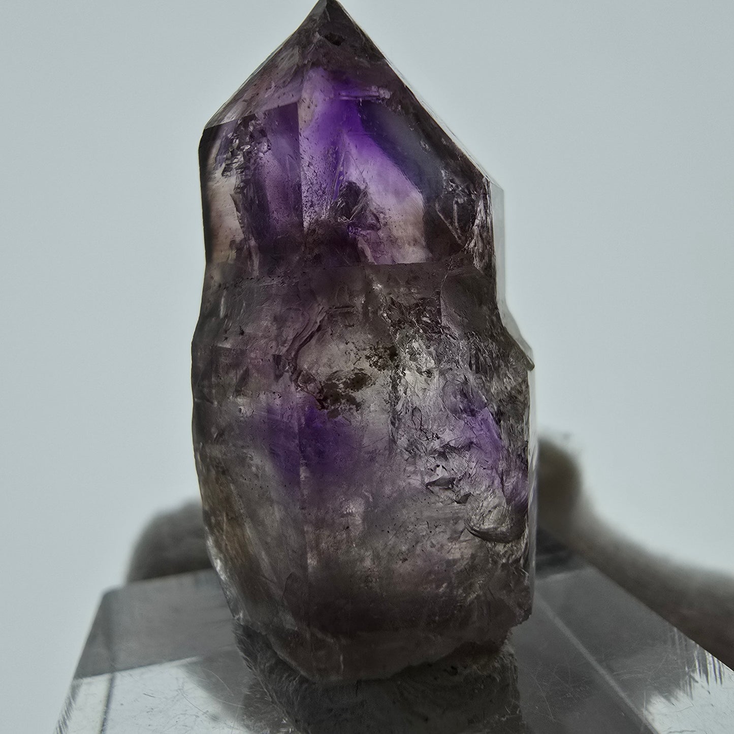 Pointe de sceptre d'améthyste fantôme Enhydro, 1x Bubble Brandberg, Namibie 32 x 17 x 14 mm