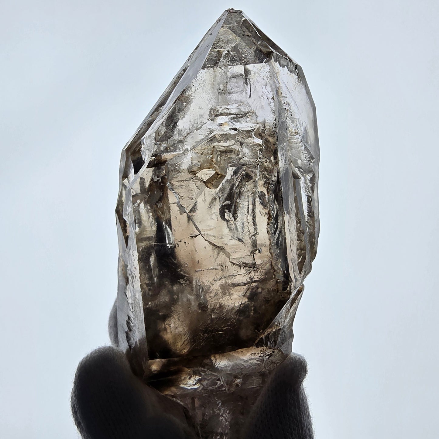Sceptre DT Enhydro Skeleton Smoky Quartz 4x Bubble (grand) Valentine Pocket Namibie 106*53*46mm