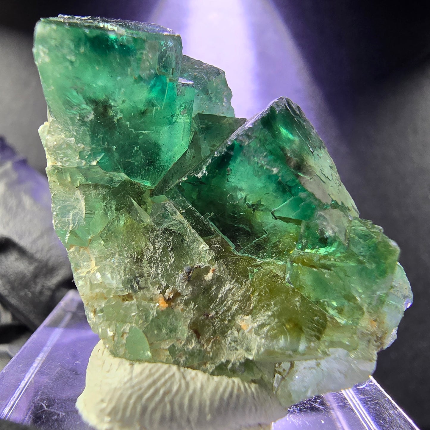 Seltene Phantom Fluorit Würfel Stufe grün 37*24*17mm Okorusu, Namibia Sammlung