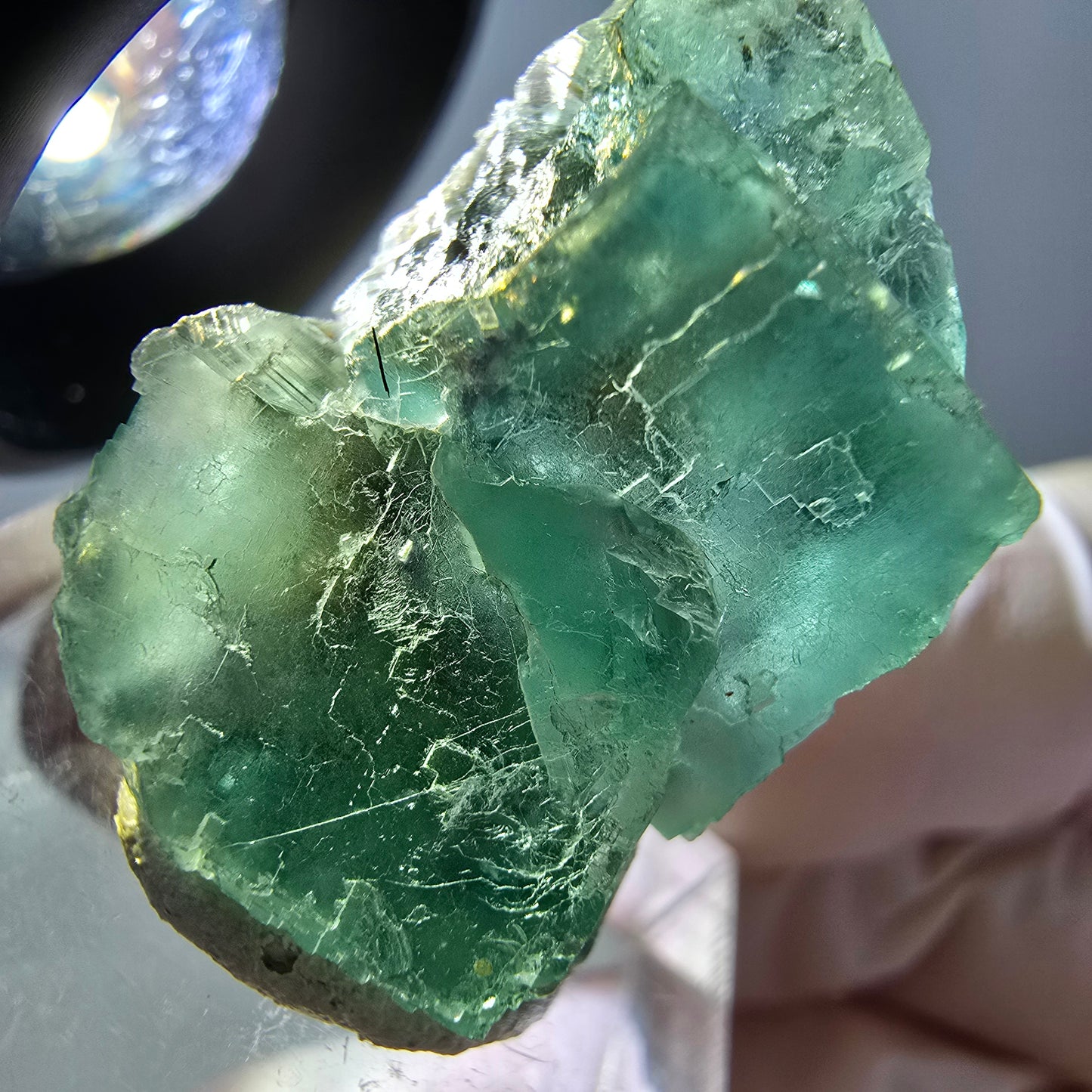 Phantom Fluorit Würfel Stufe, grün parkettiert Okorusu, Namibia 30*20*13mm