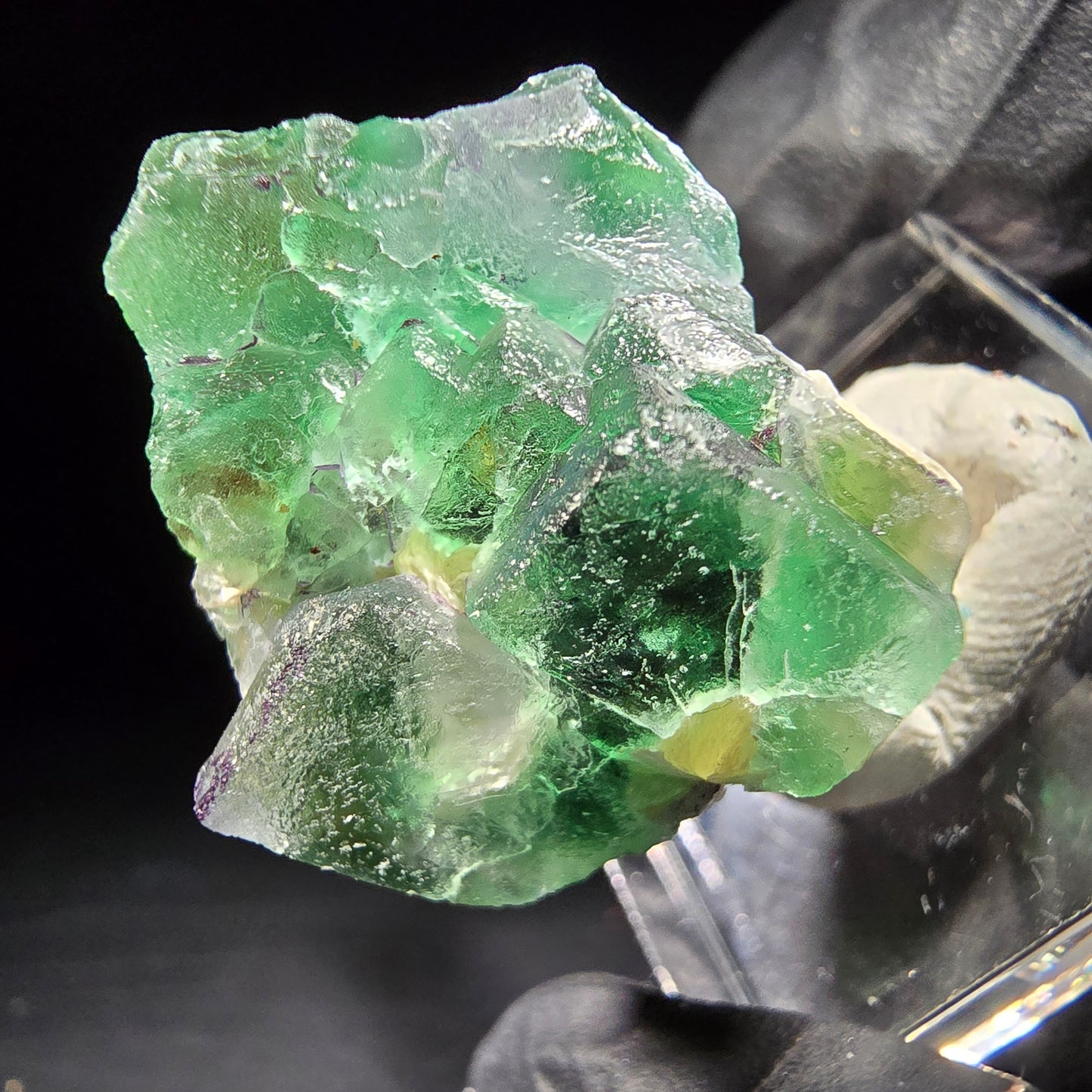 Phantom Fluorit Würfel, Muskovit Stufe Erongo, Namibia 28*22*17mm Sammlung