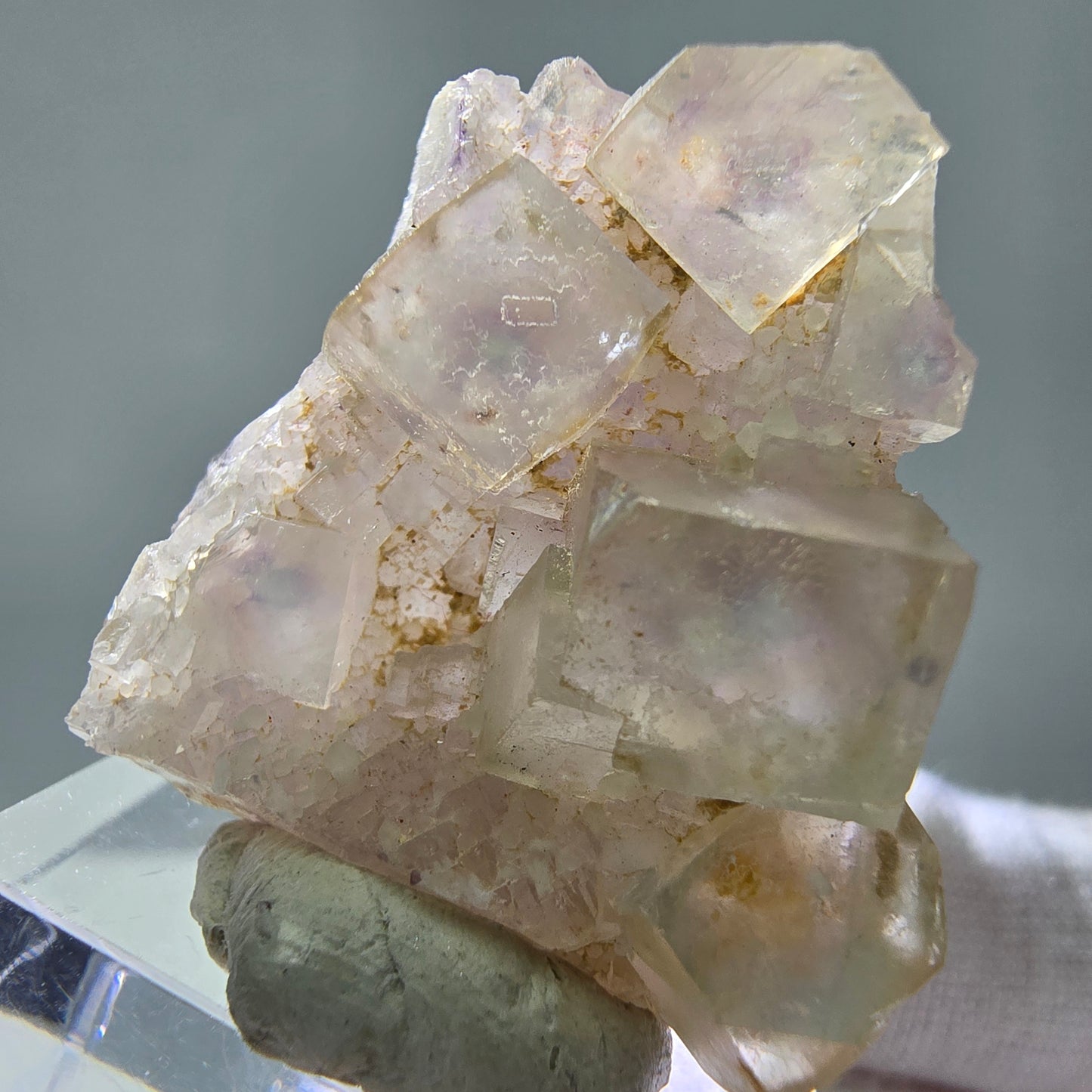 Seltene UV Phantom Fluorit Würfel, Quarz Stufe Brandberg, Namibia 34*29*12mm