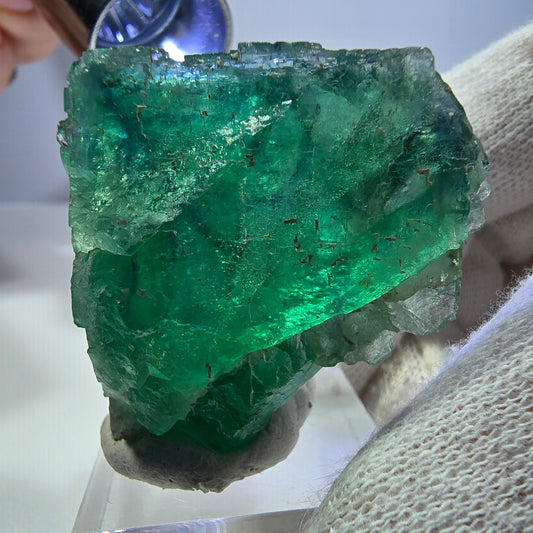 Cube de fluorite fantôme transparent parqueté vert turquoise Okorusu Namibie 46*40*24mm