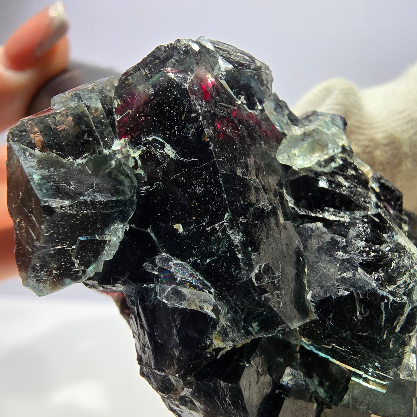 Cube de fluorite fantôme parqueté vert violet Okorusu Namibie 58*37*30mm