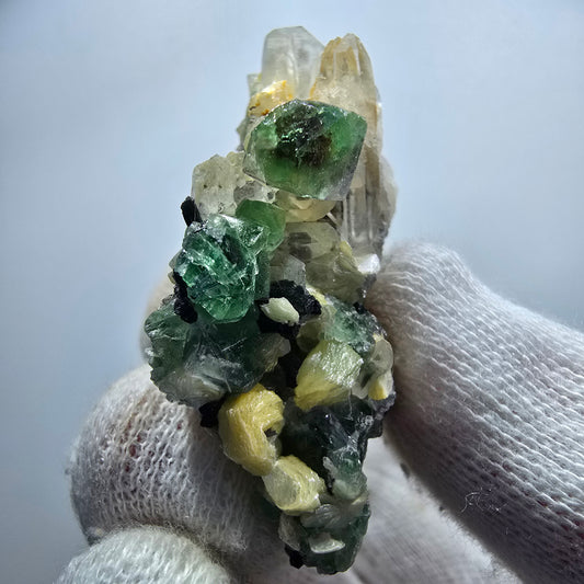 Phantom Fluorit, Rauchquarz, Schörl Turmalin, Muskovit Erongo Namibia 53*43*18mm