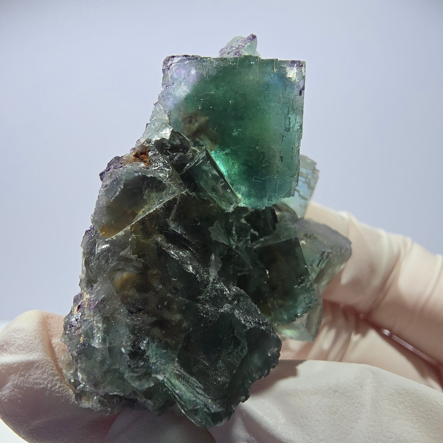 Klare Phantom Fluorit Würfel Stufe, parkettiert grün Okorusu, Namibia 54*35*26mm