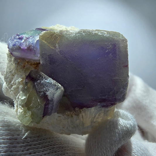 Phantom Fluorit Würfel, Quarz Stufe grün lila Omehane, Namibia 35*35*25mm