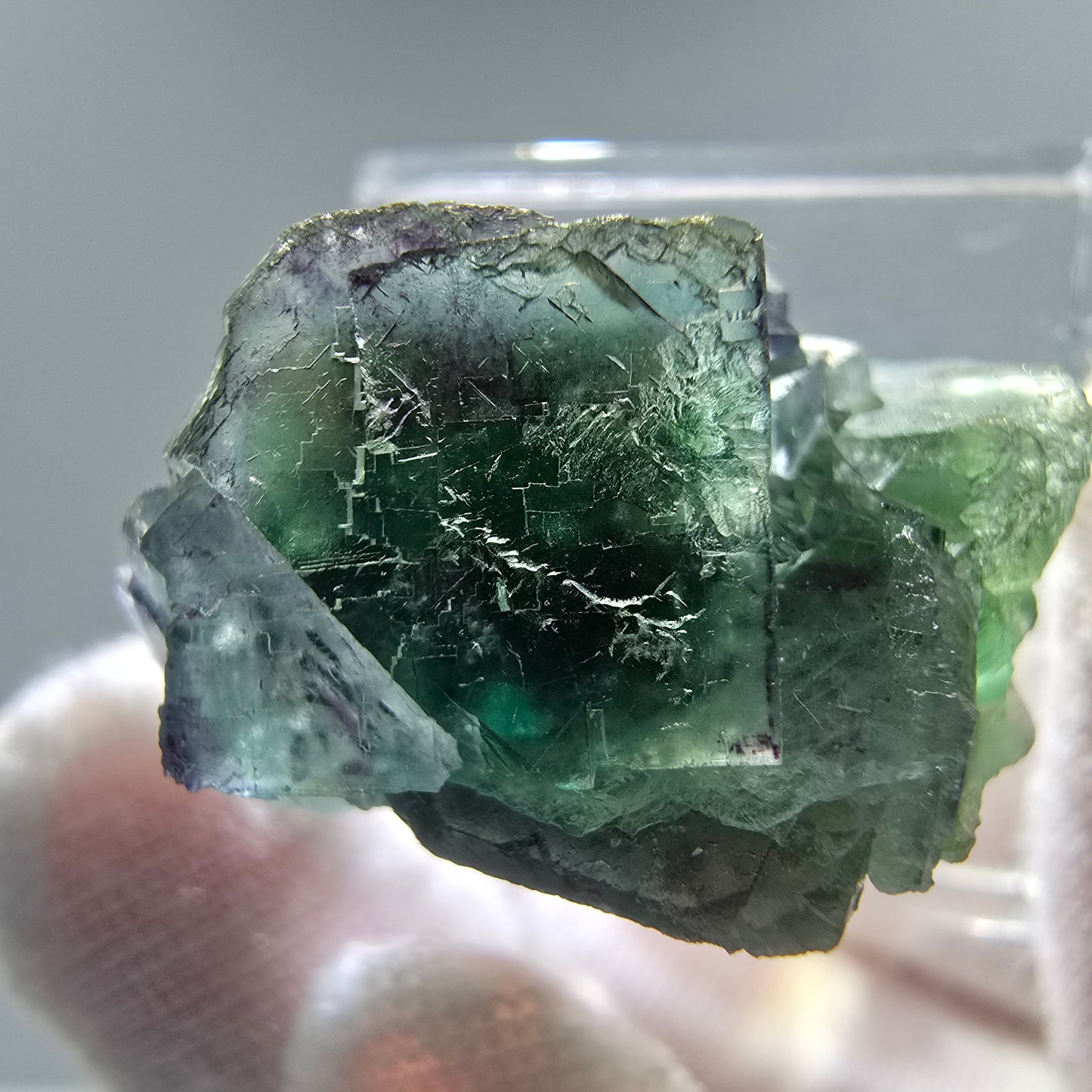 Seltene Phantom Fluorit Würfel Stufe grün Erongo, Namibia 25*22*15mm Sammlung