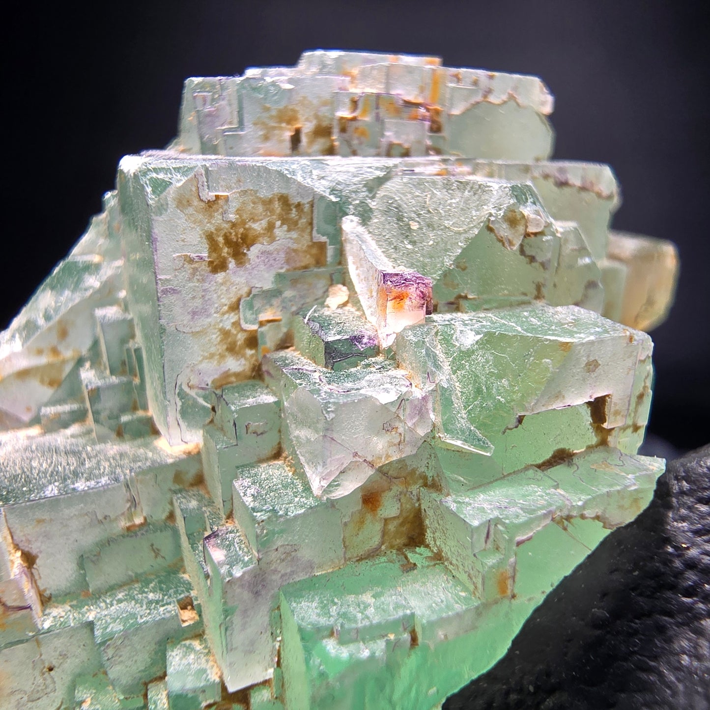 Cube de fluorite fantôme étagé vert turquoise Omehane, namibie 62*25*30mm
