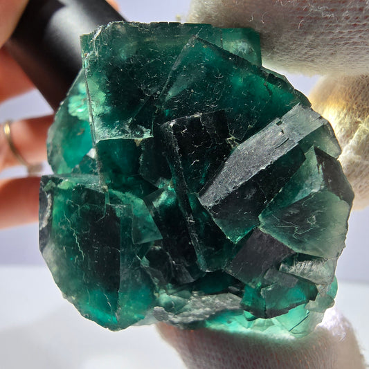 Rare spécimen de cube de fluorite fantôme, parqueté vert Okorusu, Namibie, 60 x 46 x 30 mm
