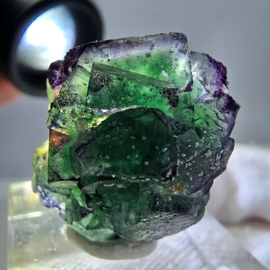 Phantom Fluorit Würfel zonal, Schörl Turmalin Stufe Erongo, Namibia 26*22*18mm