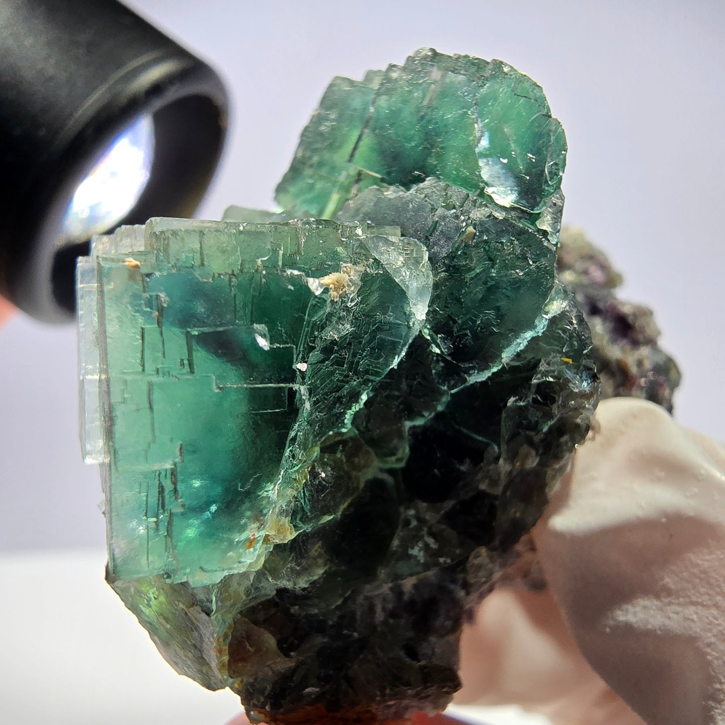 Rare spécimen de cube de fluorite fantôme, parqueté vert Okorusu, Namibie, 61 x 42 x 37 mm