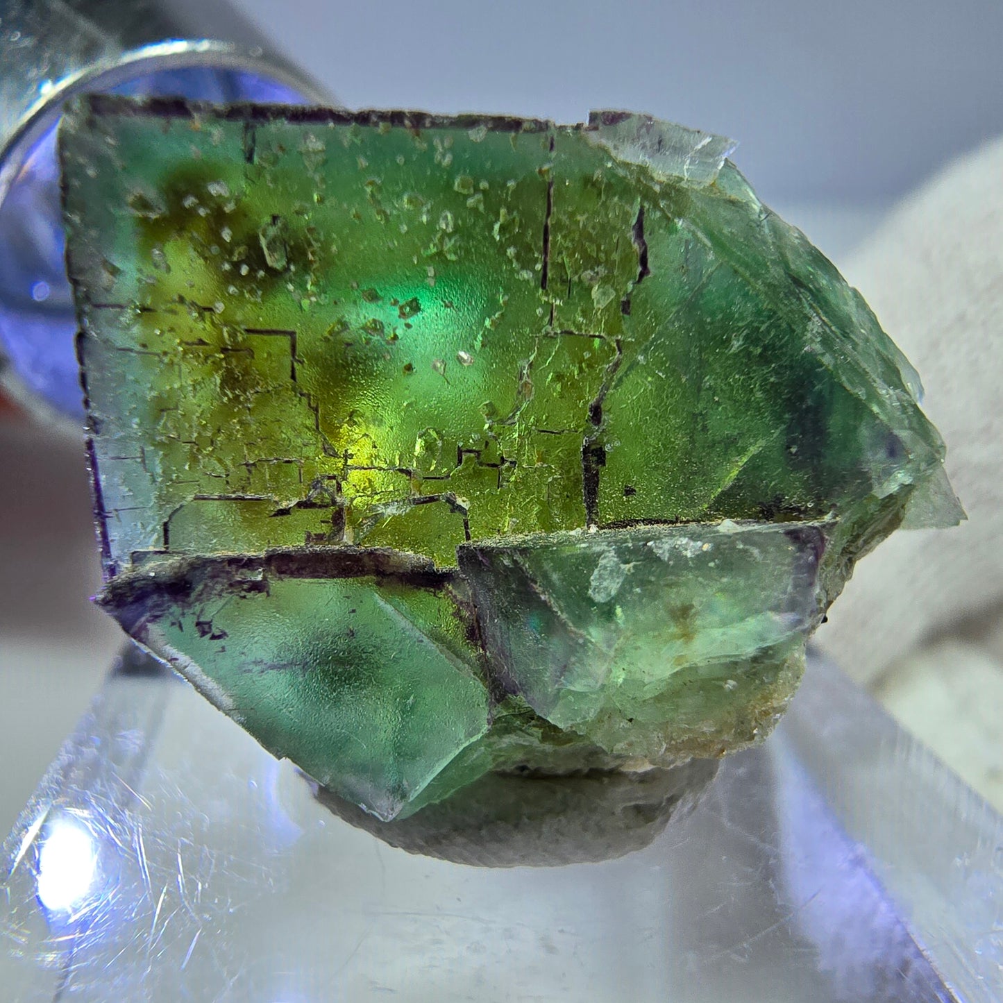Seltener Phantom Fluorit Würfel, zonal, parkettiert Okorusu, Namibia 27*19*19mm