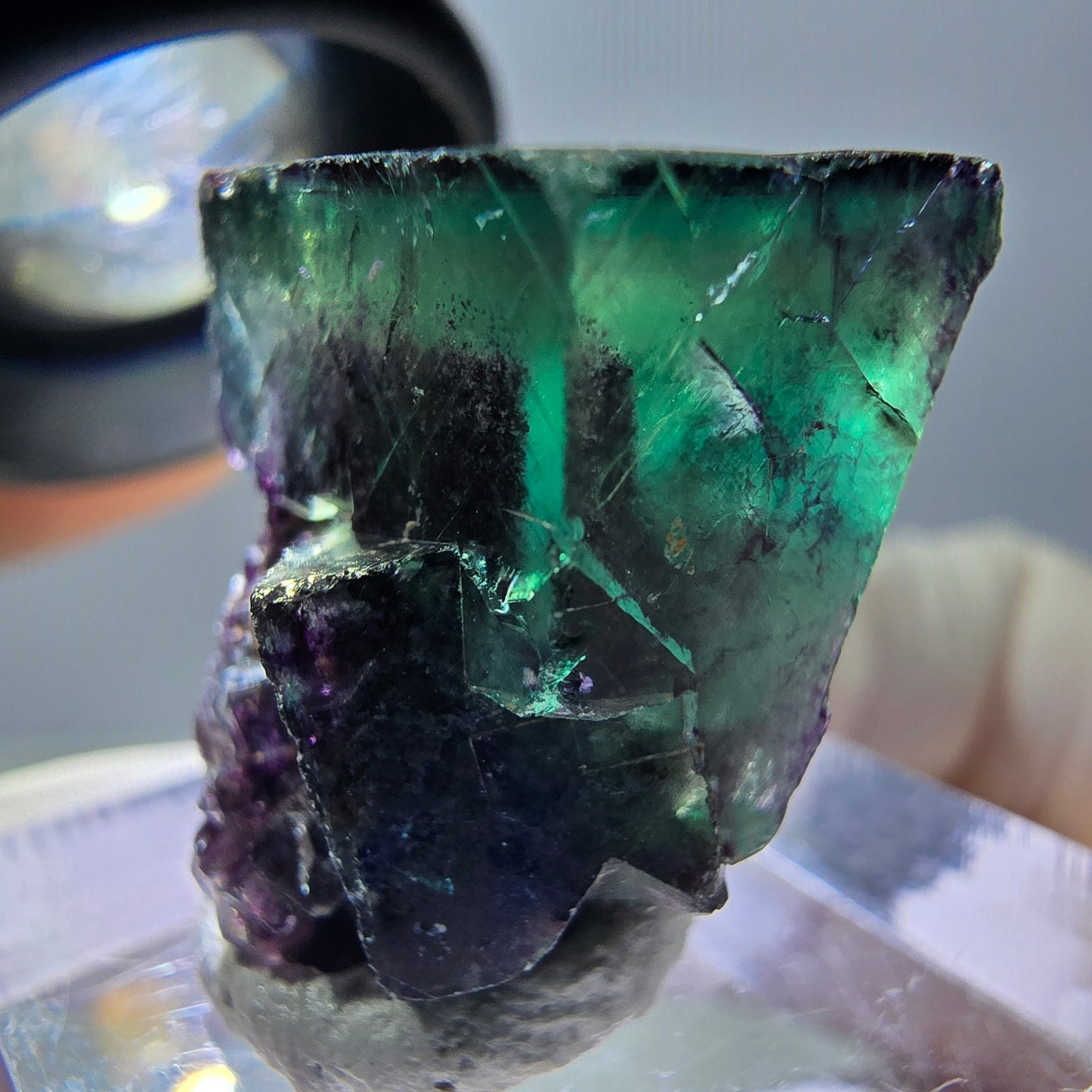 Phantom Fluorit Würfel Stufe, grün lila Okorusu, Namibia 21*21*19mm