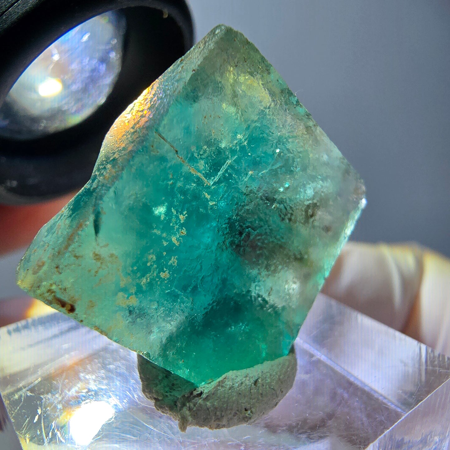 Klarer Phantom Fluorit Würfel parkettiert, grün Okorusu, Namibia 20*19*10mm