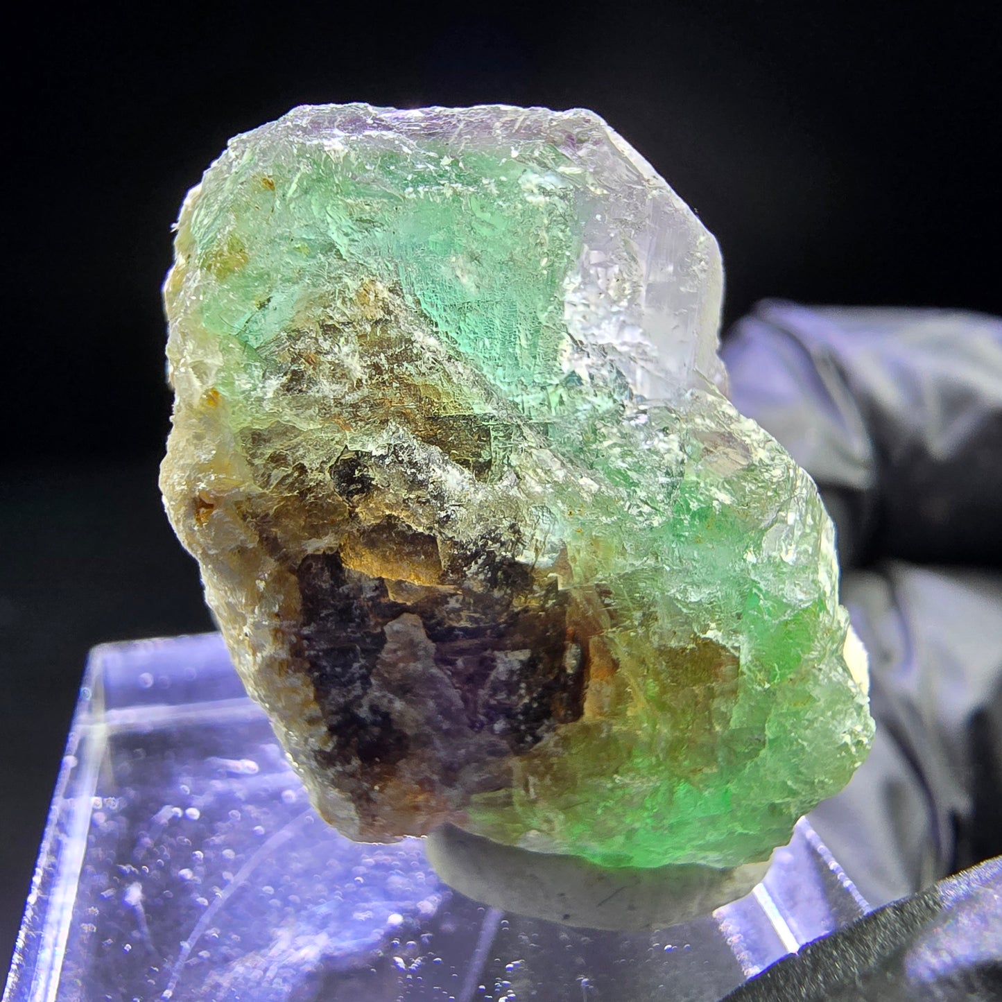 Seltene Phantom Fluorit Würfel, Muskovit Stufe 31*23*17mm aus Erongo, Namibia
