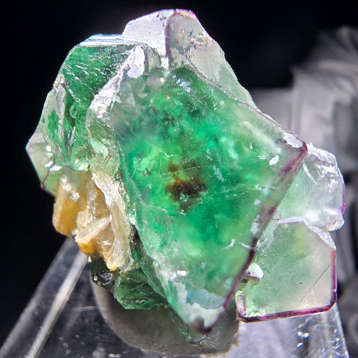 Phantom Fluorit Würfel, Muskovit Stufe Erongo, Namibia 26*20*17mm Sammlung