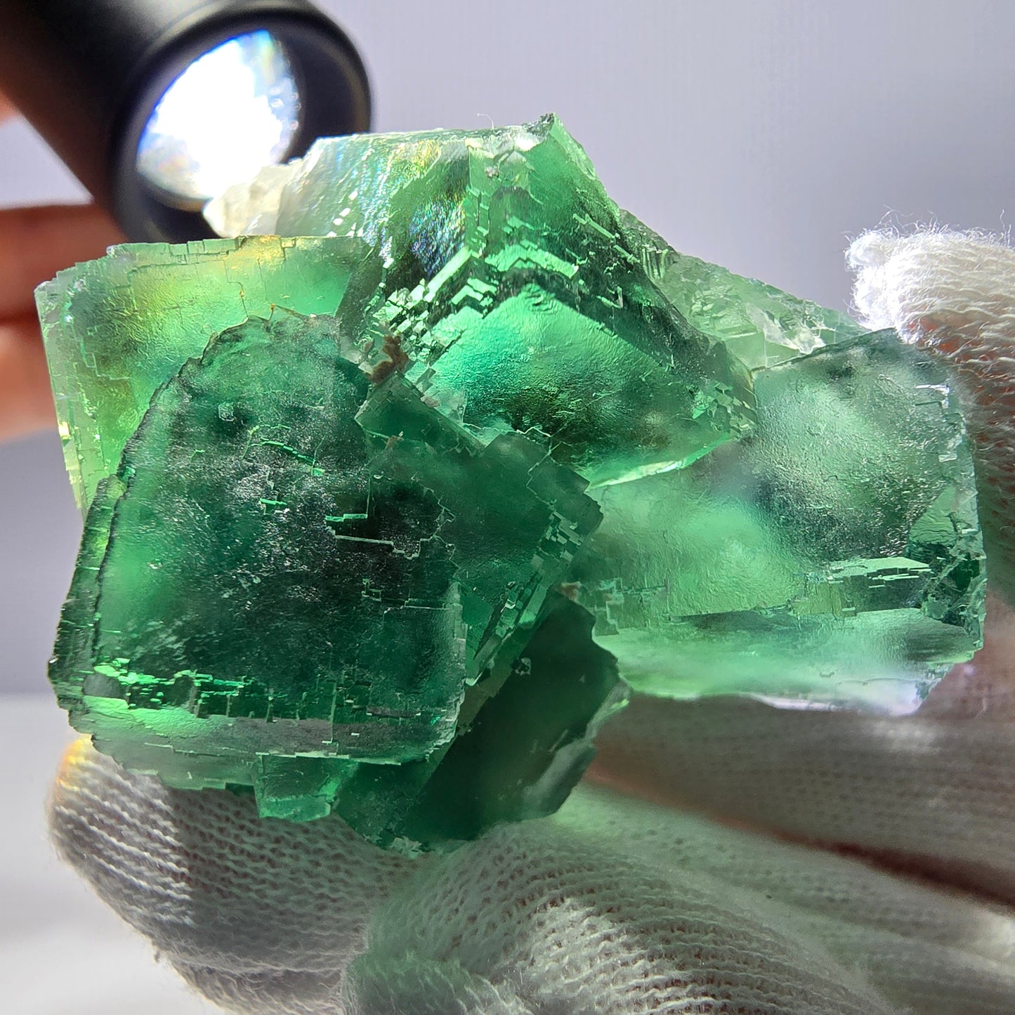 Rare spécimen de cube de fluorite fantôme, parqueté vert Okorusu, Namibie, 57 x 39 x 29 mm