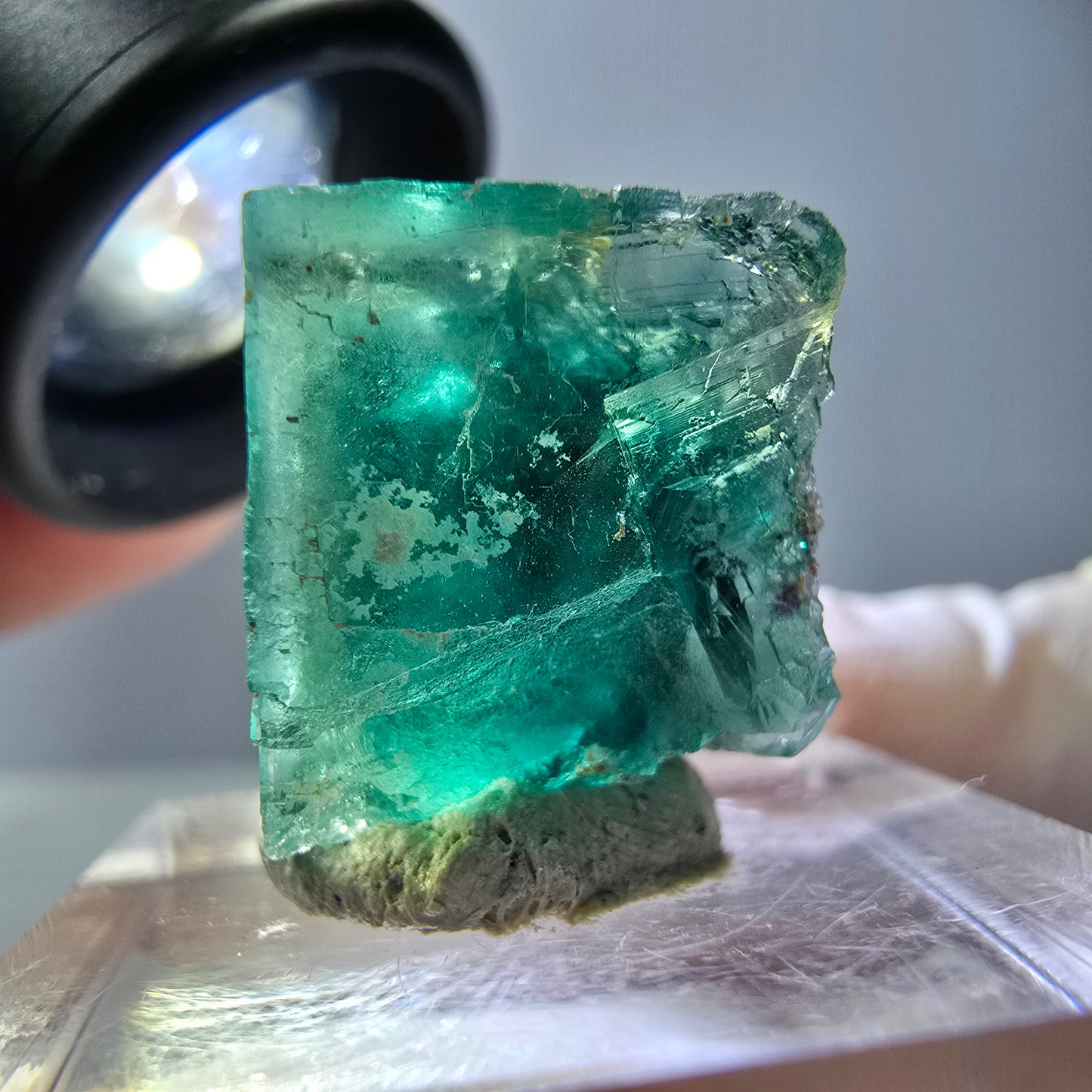 Klarer Phantom Fluorit Würfel parkettiert, grün Okorusu, Namibia 19*16*14mm